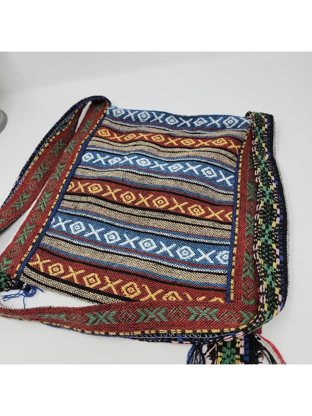 Colorful Owl Tapestry Crossbody Bag Boho Fringe Purse